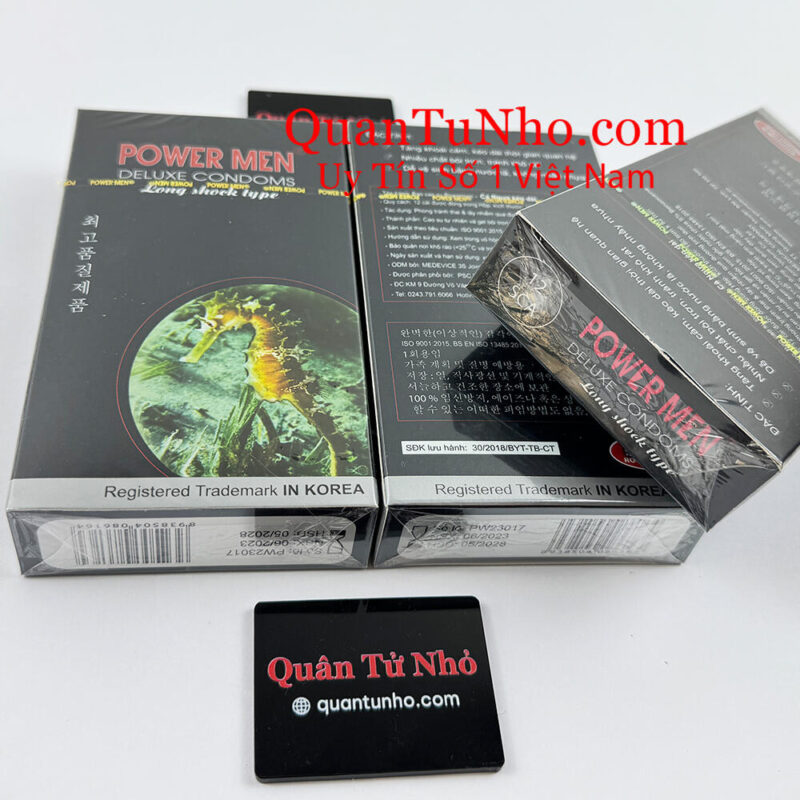 bao cao su có gai powermen cá ngựa đen 12s
