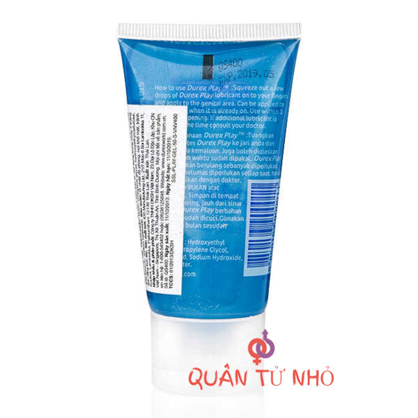 Mặt sau chai gel bôi trơn Durex Classic 50ml