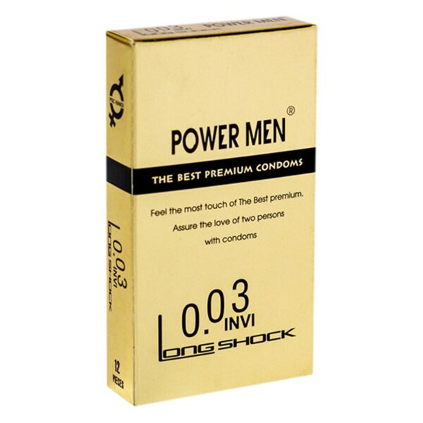 Bao cao su powermen 0.03 invi Long Shock siêu mỏng, kéo dài thời gian quan hệ