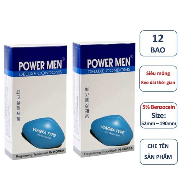 bao cao su siêu mỏng kéo dài thời gian power men Viagra 4