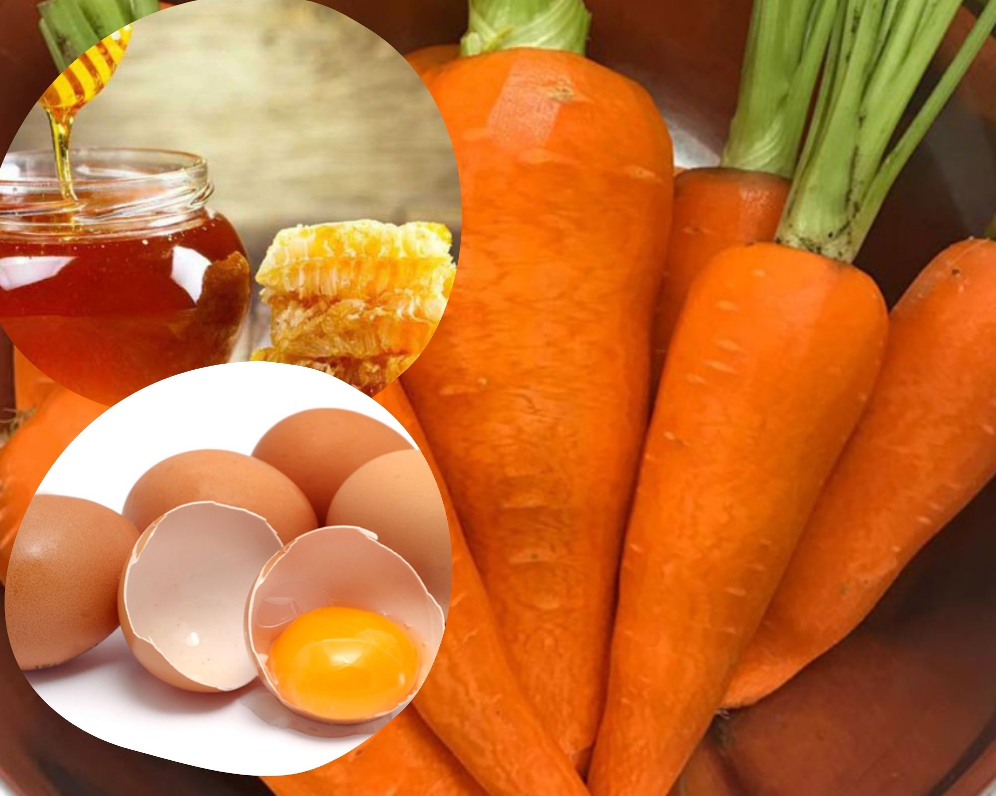 trứng gà kết hợp với mật ong và cà rốt, giúp tăng cường sinh lý, kéo dài thời gian "yêu" hiệu quả