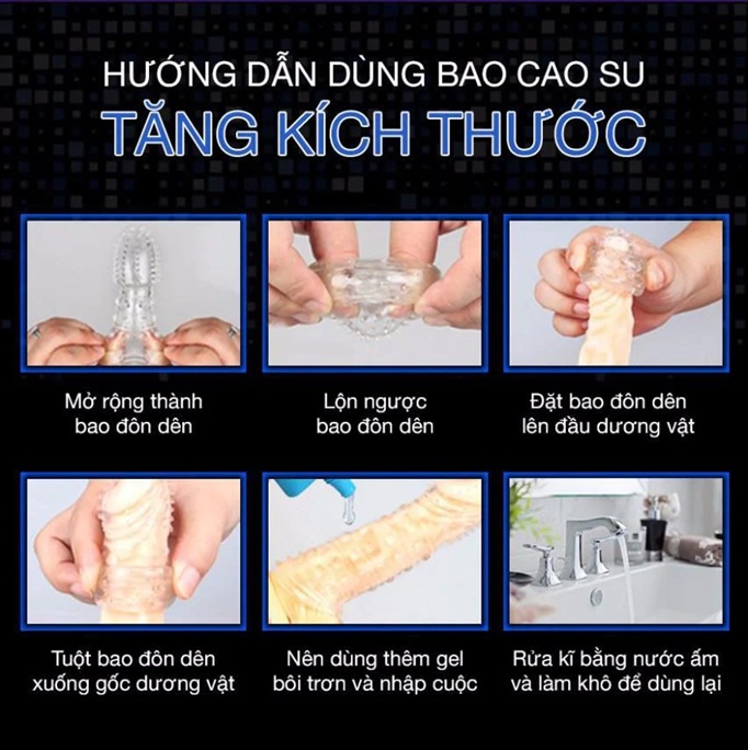 Hướng dẫn sử dụng bao cao su đôn dên dẻo nâu tai thỏ 