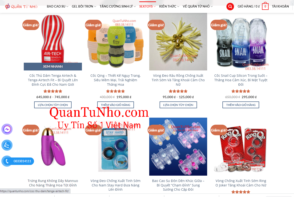 Đa dạng sản phẩm đồ chơi tình dục tại Shop người lớn Quân Tử Nhỏ